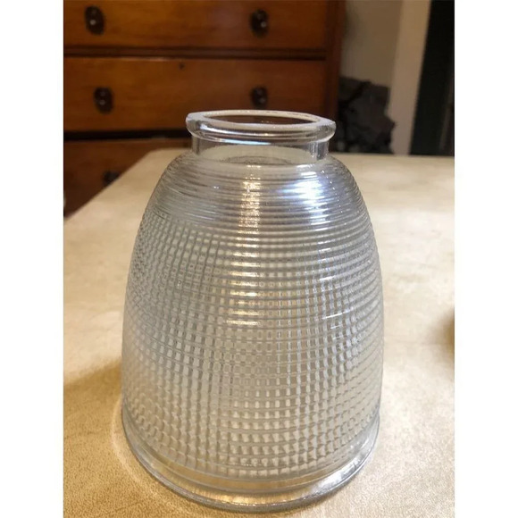 Holophane Clear Glass Waffle Pattern Pendant Shade Diffuser 5.5" - Picture 4 of 5